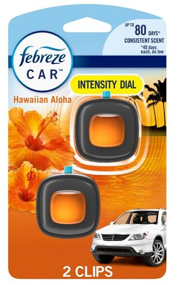 Febreze Car Air Freshener Vent Clip, Hawaiian Aloha Scent, 2 ct