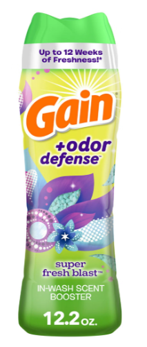 Gain + Odor Defense In-Wash Scent Booster, Super Fresh Blast Scent, 12.2 oz