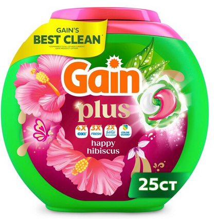 Gain Super Flings Laundry Detergent Pacs, Happy Hibiscus Hula Scent, 25 ct