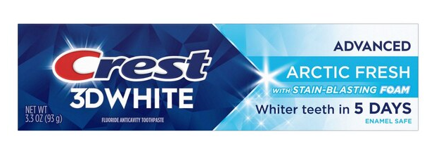 Crest 3D White Fluoride Anticavity Whitening Toothpaste, Advanced Artic Fresh, 3.3 Ounces, 1 Pack