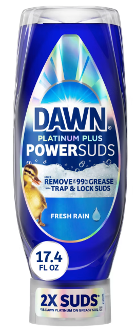 Dawn Platinum Plus PowerSuds Ez Squeeze Dish Soap - Fresh Rain - 17.4 fl oz: Liquid, Removes Grease, Multi-Surface