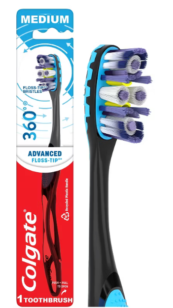Colgate 360 Advanced Floss-Tip Manual Toothbrush - Medium - 1ct