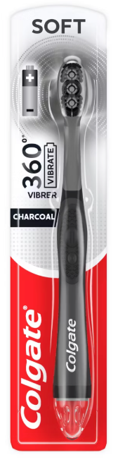 Colgate 360 Vibrate Charcoal Battery Powered Electric Toothbrush - Soft - Black