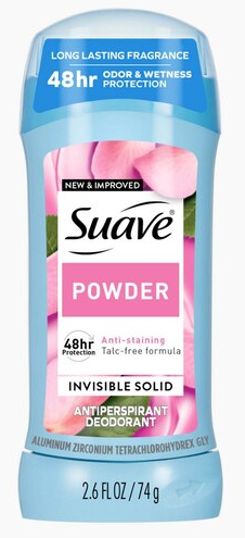 Suave Invisible Solid Antiperspirant Deodorant Stick, Powder, 1 Pack