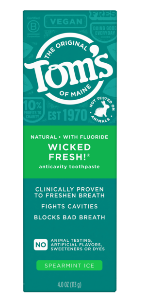 Tom's of Maine Wicked Fresh Fluoride Anticavity Toothpaste, Spearmint Ice, 4 OZ