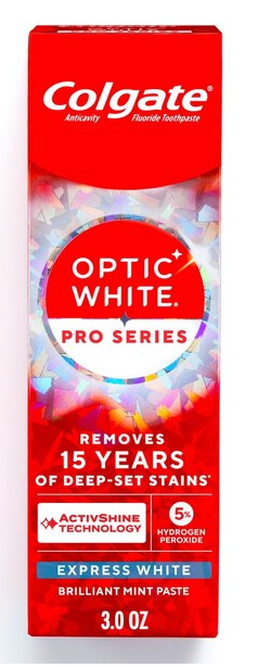 Colgate Optic White Pro Series Anticavity Whitening Toothpaste with Fluoride and 5% Hydrogen Peroxide, Stain Prevention, 3 OZ