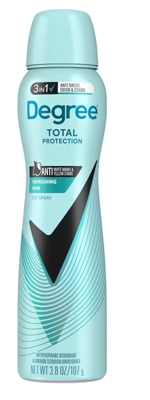 Degree Ultraclear 72-Hour Black + White Antiperspirant & Deodorant Dry Spray, Pure Rain, 3.8 OZ