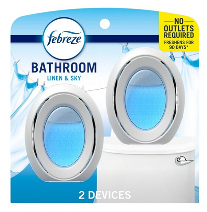Febreze Bathroom Air Freshener, Linen & Sky Scent, 2 ct