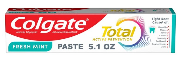 Colgate Total Active Prevention Toothpaste, Fresh Mint, 5.1 OZ